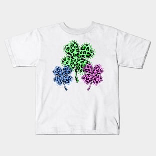 Trio Leopard Shamrock Kids T-Shirt